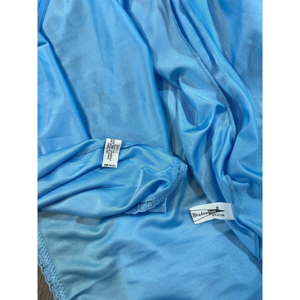 Vintage Shadowline Blue 4 pc Nylon Lace Peignoir Pajama Nightgown Set Size S - M - Picture 8 of 10